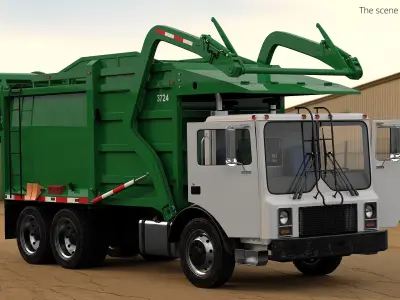  Refuse Truck with Front Loader Rigged 