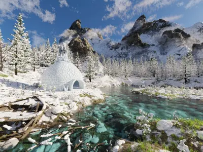 Igloo Snow landscape Scene 3D model