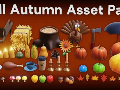Stylized Fall Autumn Asset Pack 3D model