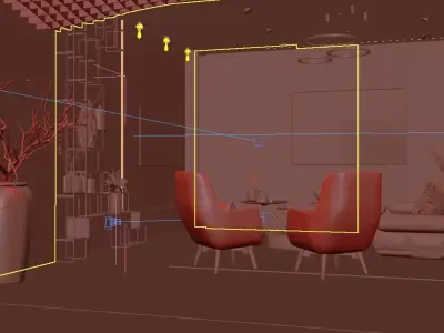 living room 3d model interior morden with parametric ceiling  Free 3D model