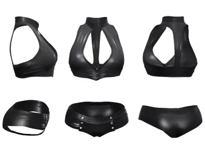 Snap Up Top and Booty Shorts Set Low-poly 3D model