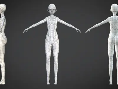 Customize Male Base Mesh-Anime Style Low-poly 3D model
