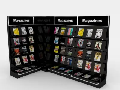 modular magazine shelf for book shop 3D model