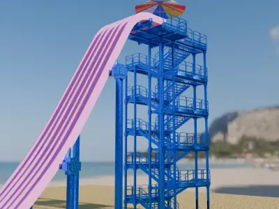 Free Fall Water Slide 3D model