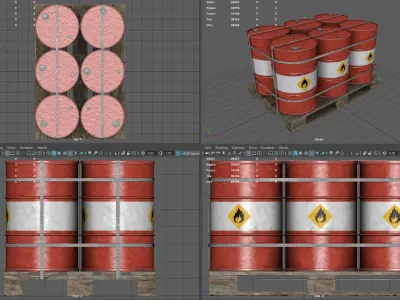 Barrels on a Pallet Low-poly 3D model