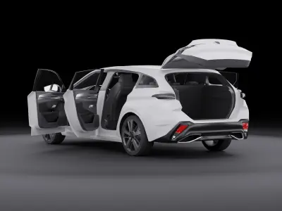 2022 Peugeot 308 SW- Opening doors and trunk Low-poly 3D model 3D model