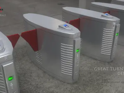 Turnstile 3D model electronic gate with light Low-poly 3D model