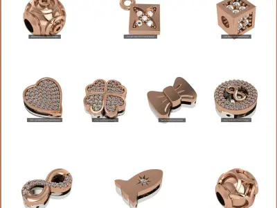 10 Light Charm Pendant Necklace 3D Model Pack