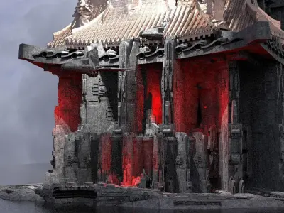 Sci-Fi dark Cyberpunk Tower Kitbash 3D model