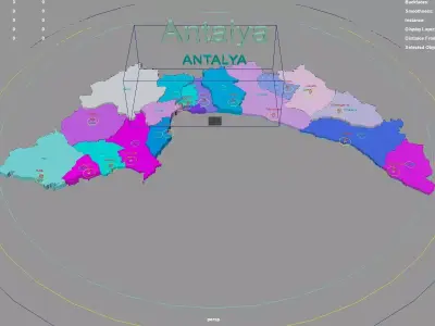 Antalya  Mediterranean Region  Turkey map region geography 3D model