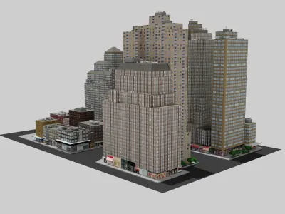 City Downtown Skyscraper Low-poly 3D model