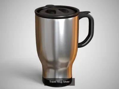 travel Mug White and Silver Collection 3D Model Pack