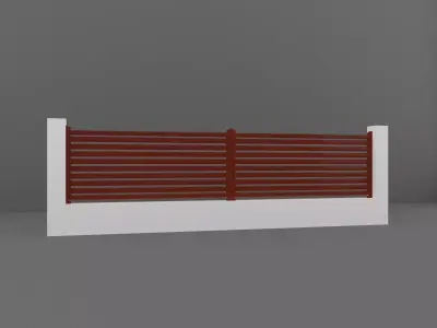 Fence with slats Low-poly 3D model