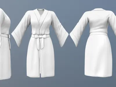 Female Front Tied Bathrobe Low-poly 3D model