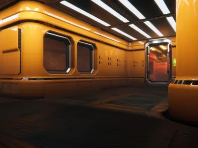Modular Sci-Fi Corridor Design Kit Low-poly 3D model