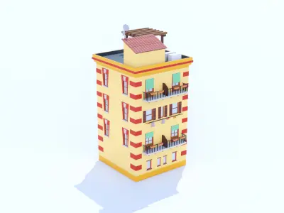 Italian Building number 5 Lowpoly Low-poly 3D model