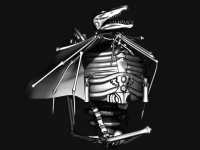 Creature skeleton statue Low-poly 3D model