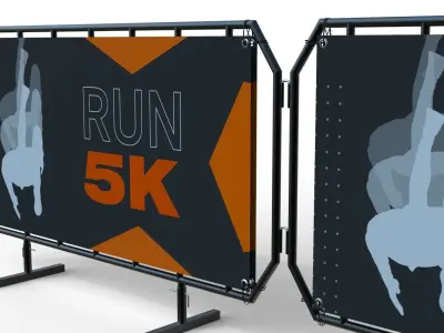 barrier four banner stands for race 3D model