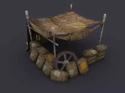 military post Low-poly 3D model