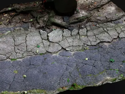damaged concrete road cracked debris PBR photogrammetry Low-poly 3D model