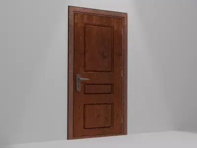 Low Poly 5 Pieces Wooden Doors - For Video Games Low-poly 3D model
