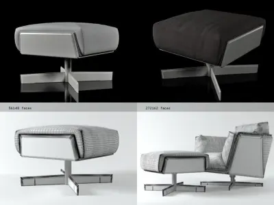 Heit armchair and footstool 3D model
