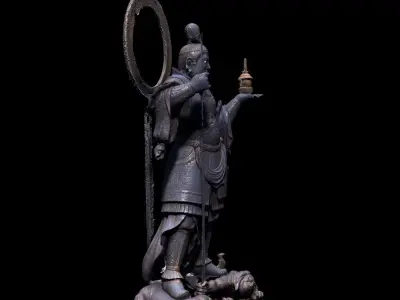 Bishamonten buddhist statue 3D model