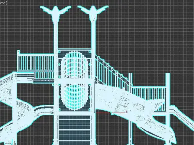 High Detailed  Wooden  PlayGround Kindergarten Set 3D model 3D model