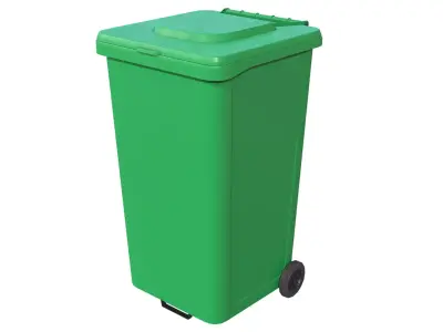 Wheeled Trash Can Low-poly 3D model