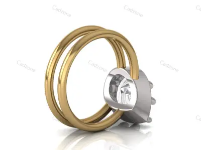 Double Band Pear-Cut Diamond Ring 3D Model 3D print model