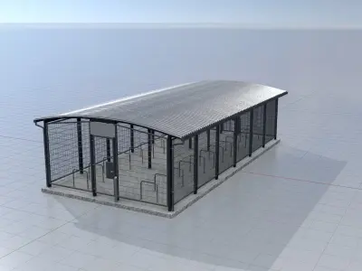 Leezenbox bicycle shelter with foundation Low-poly 3D model