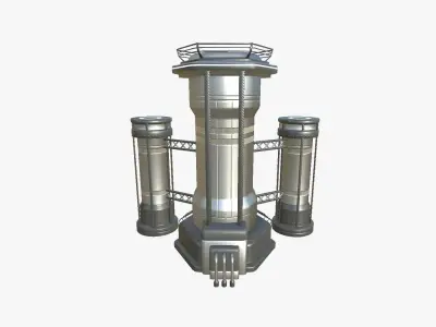 SciFi Facility A08 Metallic - Sci Fi Exterior Design Low-poly 3D model
