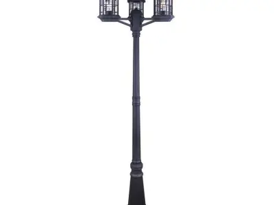 Barnes Black 3 -Light Hardwired Lamp Post 3D model