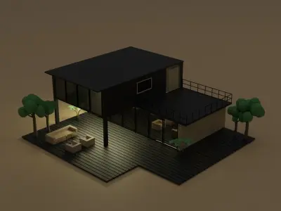 Low Poly Wooden House Low-poly 3D model