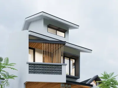 Exterior 3 floor House design rendering  3D model