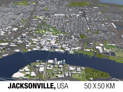 Jacksonville 50x50km City Map Model 3D model