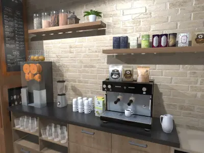 Coffee Shop Low-poly 3D model