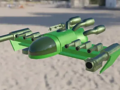 Low Poly 3D Fighter Spacecraft- Rigged Low-poly 3D model