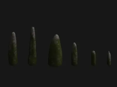 Obelisk Set - Moss Low-poly 3D model