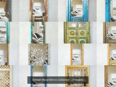 Vintage Wood Mirrors Collection 3D Model Pack
