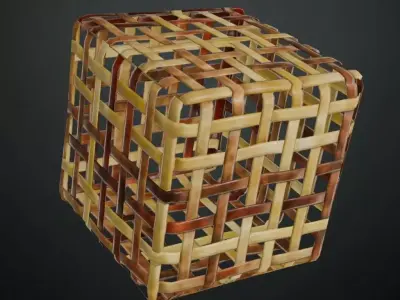 Open-Weave Multicolored Bamboo Wicker PBR Texture