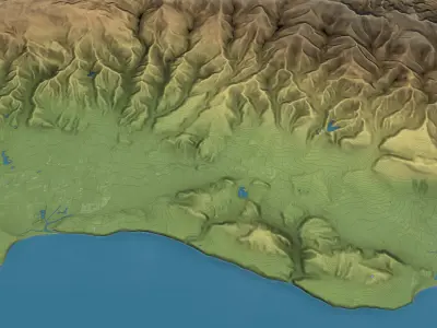 Santa Barbara - Topography Terrain Low-poly 3D model