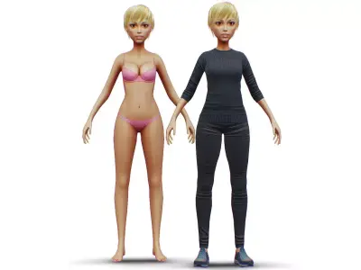 Young Woman - Smart Casual Clothes - Street Style Outfit - Cloth Low-poly 3D model