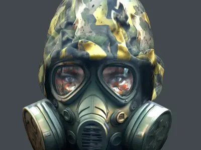 Gas mask helmet 3d model military combat fantasy cyborg Low-poly 3D model