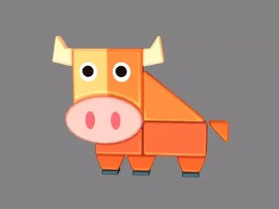 Animal shape blocks - Splicing to assemble building block bull Low-poly 3D model