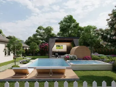 3D Exterior Scene 3D model design garden and landscape 3D model 2