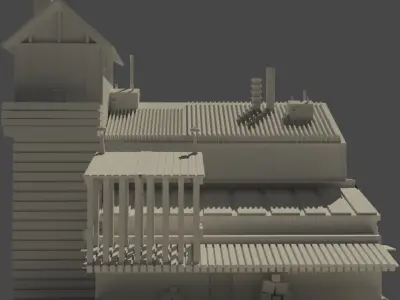 Low poly 3D building for games Free low-poly 3D model