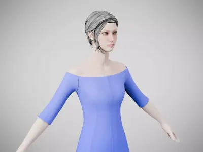 Dress 14 Very Light Blue Low-poly 3D model