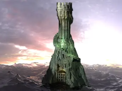 Grey scull Tower 3D model