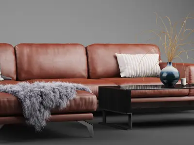 PERUNA LEATHER MODULAR SECTIONAL SOFA  3D model